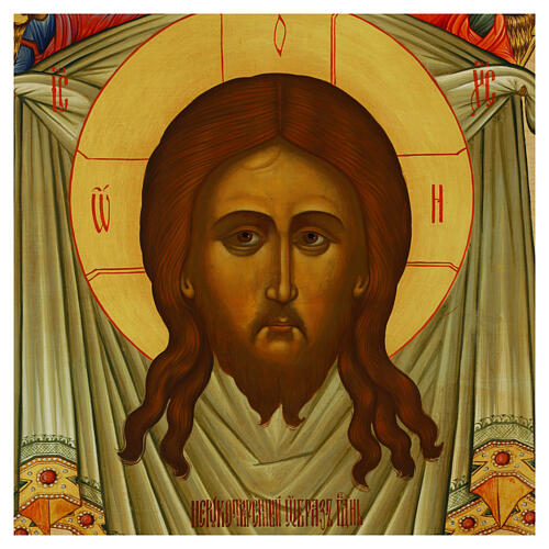 Russian icon Acheropita Palekh Jesus 43x35 cm on antique panel 2