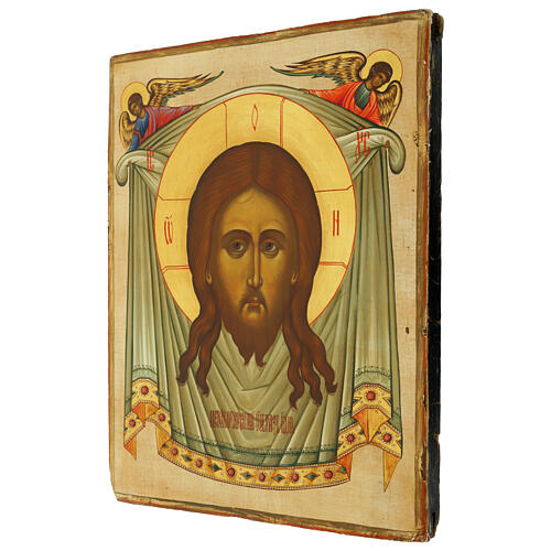 Russian icon Acheropita Palekh Jesus 43x35 cm on antique panel 3