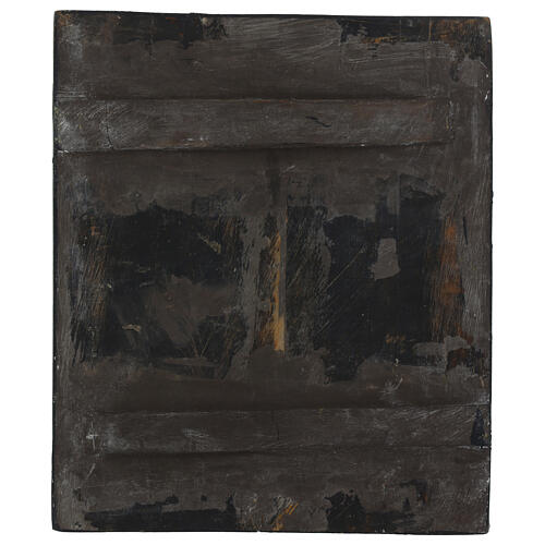 Russian icon of Christ Pantocrator on antique wood board with yellow background, 14x12 in 5