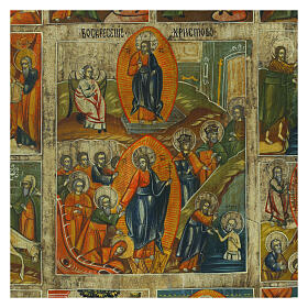 Icona russa 12 feste su tavola antica 52x42 cm