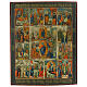 Icona russa 12 feste su tavola antica 52x42 cm s1