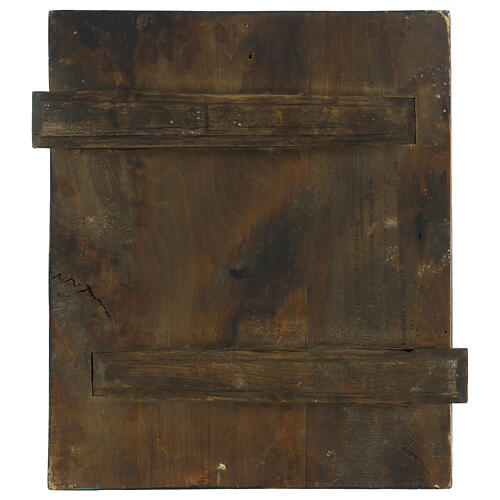 Icona russa su tavola antica Angelo custode e Santi in adorazione 35x30 cm 5