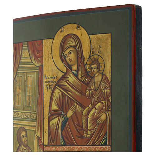 Russian Icon Unexpected Joy on Antique Panel, 37x30 cm 4