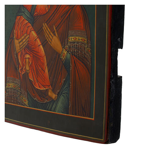 Icona Madonna di Vladimir su tavola antica 30x24 cm 4