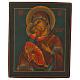 Icona Madonna di Vladimir su tavola antica 30x24 cm s1