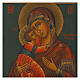 Icona Madonna di Vladimir su tavola antica 30x24 cm s2