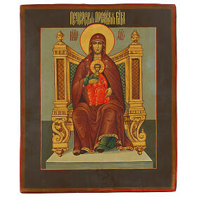 Modern Russian Icon in Palekh Style Madonna on the Throne, 26x31 cm