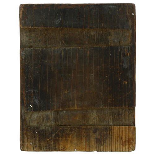 Icona russa su tavola antica Madonna dei 7 dolori stile Palekh 30x24 cm 5