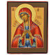 Icona russa su tavola antica Madonna dei 7 dolori stile Palekh 30x24 cm s1