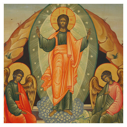 Icona russa moderna Resurrezione di Gesù stile Palekh 27x31 cm 2
