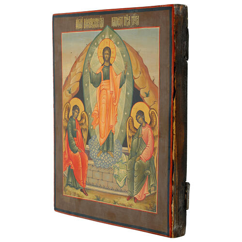 Icona russa moderna Resurrezione di Gesù stile Palekh 27x31 cm 3