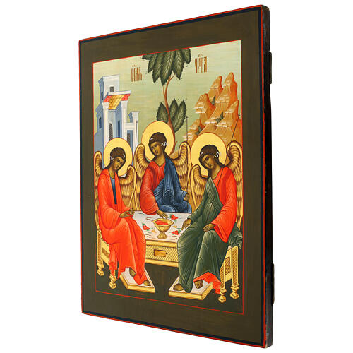 Modern Russian Icon of the Old Testament Trinity Palekh Style, 41x55 cm 3