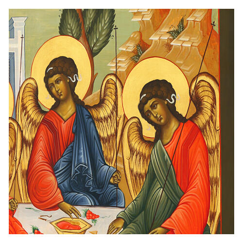 Modern Russian Icon of the Old Testament Trinity Palekh Style, 41x55 cm 4