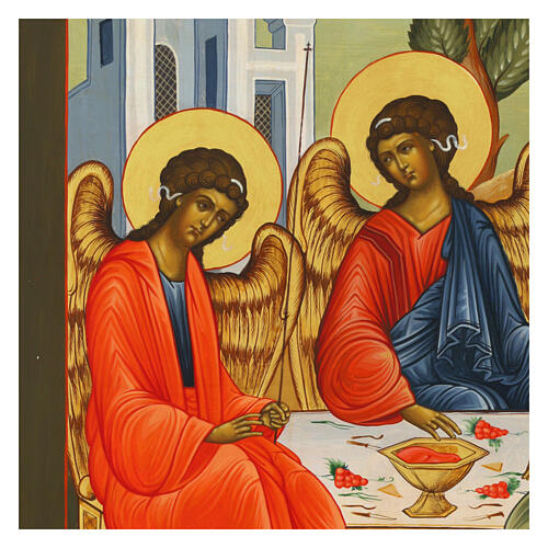 Modern Russian Icon of the Old Testament Trinity Palekh Style, 41x55 cm 5