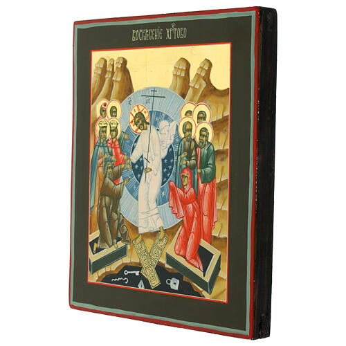 Icona russa moderna Resurrezione di Gesù 27x31 cm 3