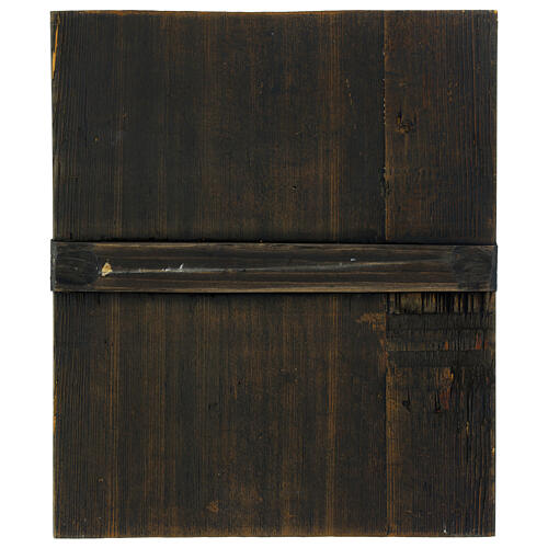 Icona russa moderna su tavola antica Madonna Feodorovskaya sfondo verde con Santi 31x26 cm 6