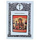Icono ruso sobre tabla antigua Virgen 3 manos con Santos 31x26 cm s6