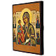 Icona russa su tavola antica Madonna 3 mani con Santi 31x26 cm s3