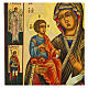 Icona russa su tavola antica Madonna 3 mani con Santi 31x26 cm s4