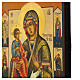 Icona russa su tavola antica Madonna 3 mani con Santi 31x26 cm s5