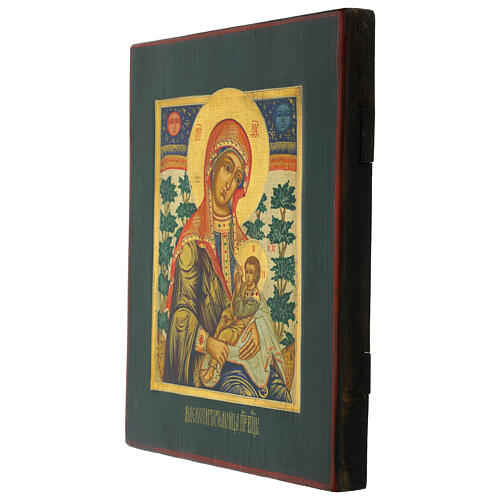 Icona russa su tavola antica Madonna che allatta 31x26 cm 3