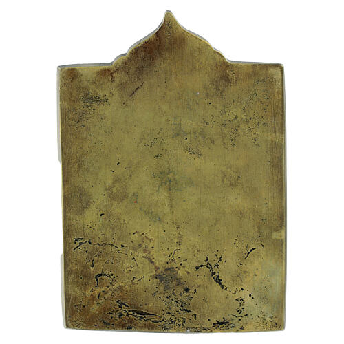 Ícone de viagem russo antigo em bronze esmaltado São Sérgio de Radonege e outros Santos 14x10 cm 3