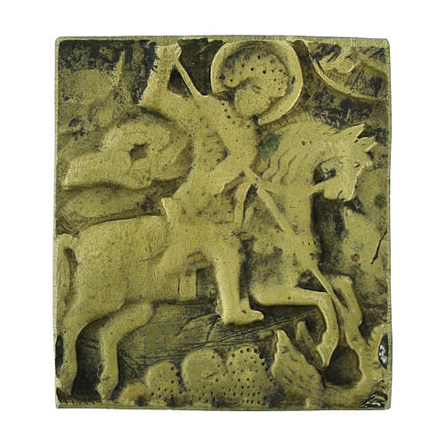 Icône de voyage russe XVIIIe siècle Saint Georges combattant le dragon 5x4,5 cm 1