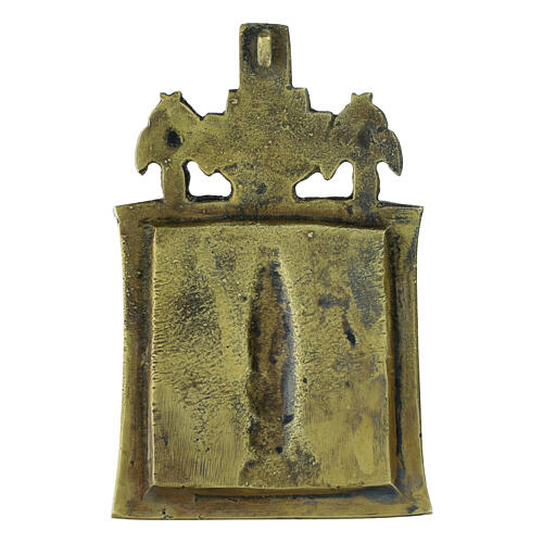 Icona russa pieghevole bronzo antica San Nicola di Mozajsk 11x9,5 cm 4