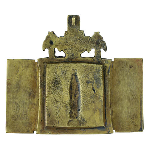 Icona russa pieghevole bronzo antica San Nicola di Mozajsk 11x9,5 cm 5