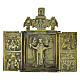 Icona russa pieghevole bronzo antica San Nicola di Mozajsk 11x9,5 cm s1