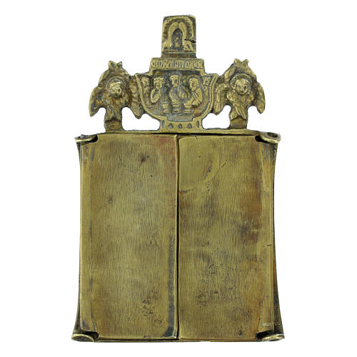 Foldable Russian Bronze Icon 19th Century Saint Nicholas of Mozhaysk, 11 x 9.5 cm 3