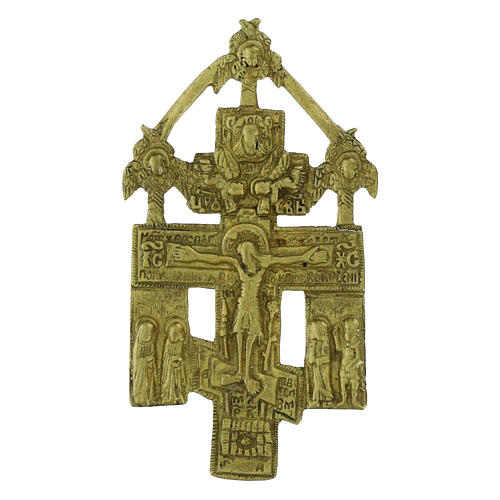 Croce ortodossa russa in bronzo antico 11x6 cm 1