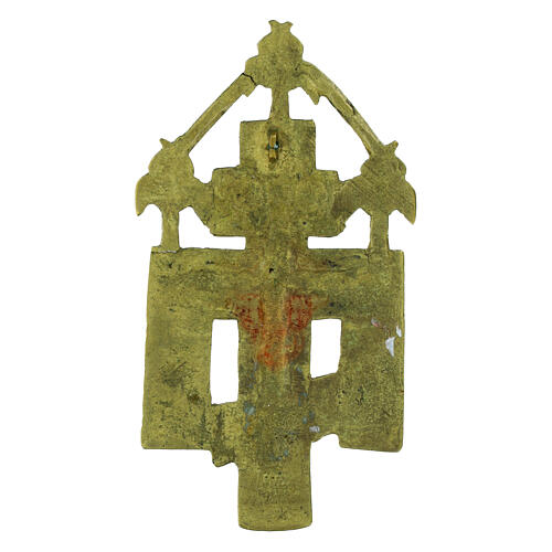 Cruz ortodoxa russa em bronze antigo 11x6 cm 2