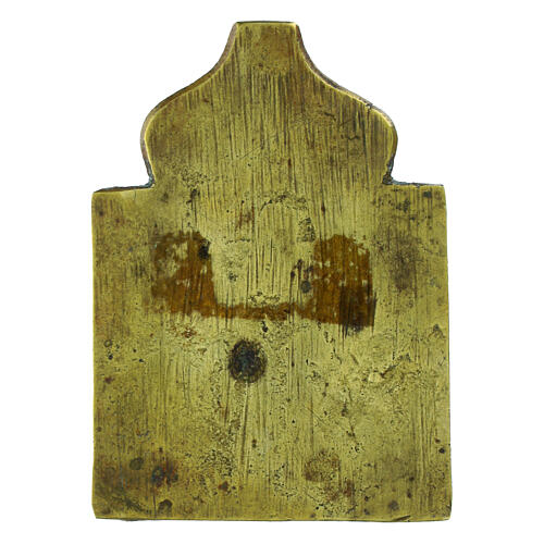 Ícone bronze séc. XIX São Nicolau de Mozajsk Rússia 10x7,5 cm 2