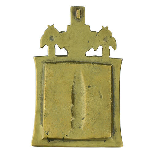Icona russa pieghevole bronzo XIX secolo San Nicola di Mozajsk 11x9,5 cm 4