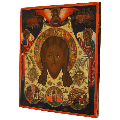 Antike russische Ikone, Acheropita – Nordrussland, achtzehntes Jahrhundert, 45 × 38 cm 3