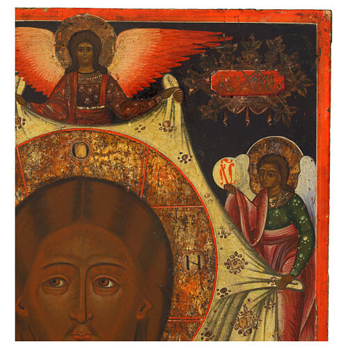 Antike russische Ikone, Acheropita – Nordrussland, achtzehntes Jahrhundert, 45 × 38 cm 4