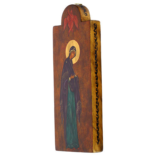 Tríptico Romeno Nossa Senhora do Sinal pintado à mão madeira 40x60 cm 8