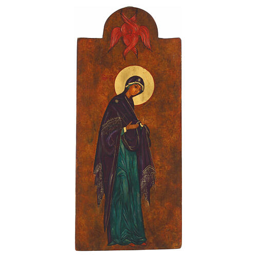 Romanian Triptych Our Lady of the Sign in Hand Painted Wood, 40x60cm 4