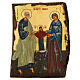 Icona Sant'Anna, Maria e San Giachino dipinta legno Rumena 31x23 cm s1