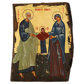 Ikona Świętej Rodziny Maryi, Anny i Joachima, malowana na drewnie, 31x23 cm