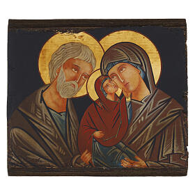Icon of Saint Anne with Mary and Saint Joachim, half-length painted, Romania, 11x10 in