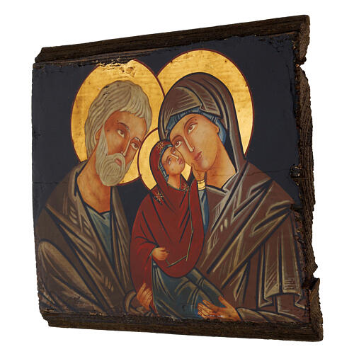 Icône Sainte Anne avec Marie et Saint Joachim en buste peinte en Roumanie 31x23 cm 3