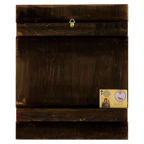 Icona Gesù Pantocratore benedicente decoro foglia oro dipinta stile russo 30x25 cm 4