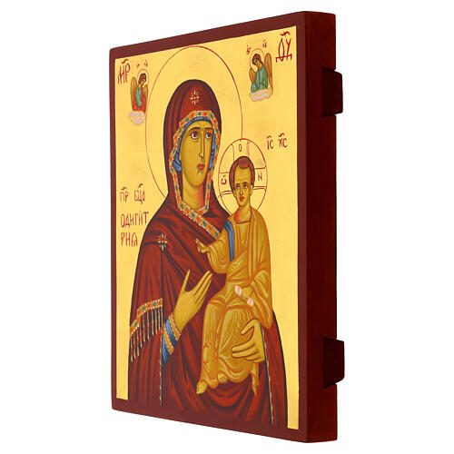 Icona Madonna Vladimir decoro foglia oro dipinta stile russo 30x25 cm 3