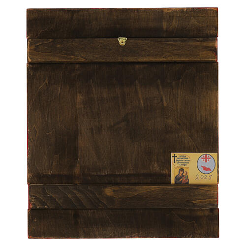 Icona Madonna Vreko Fratusa decoro foglia oro dipinta stile russo 30x25 cm 3