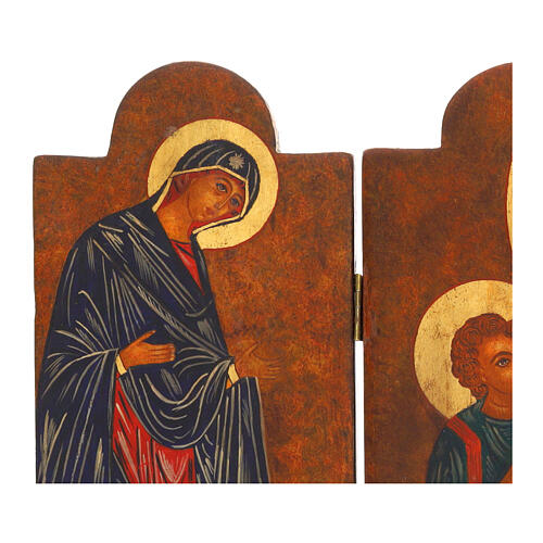 Tríptico pintado Rumanía Virgen Tres manos 40x60 cm 3