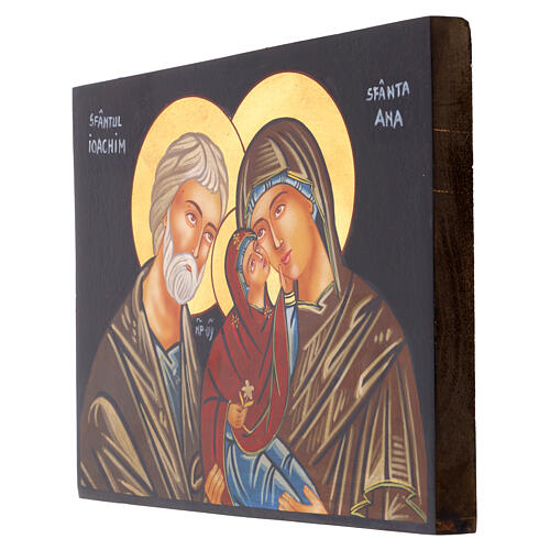 Icona Romania dipinta San Gioacchino e Sant'Anna con Maria 30x25 cm 3
