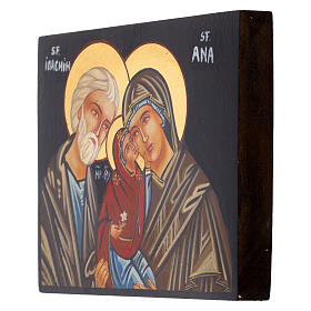San Gioacchino e Sant'Anna con Maria icona Romania dipinta su legno 18x14 cm