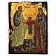Icona antichizzata dipinta Romania San Gioacchino con Sant'Anna e Maria 18x14 cm  s1